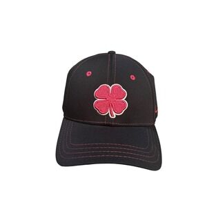 Black Clover Live Lucky Golf Baseball Cap Black Pink Embroidered Clover Men